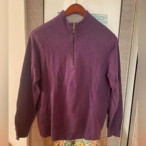 100% Scottish Cashmere Dark Purple Quarter Zip